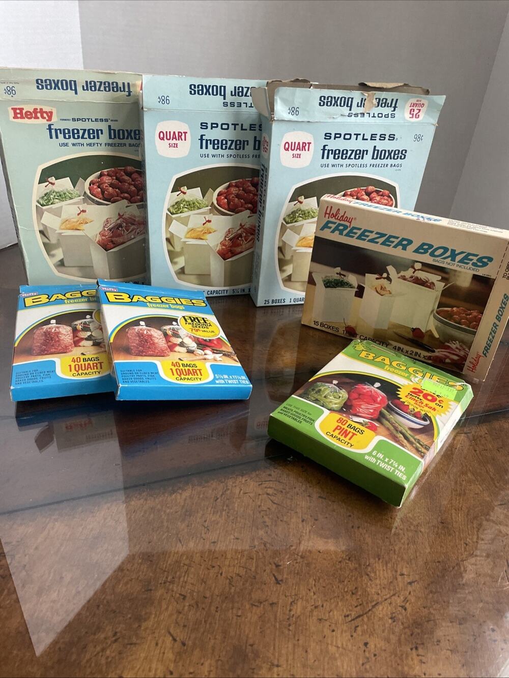 Lot Vtg 1980 Hefty Freezer Boxes - Packages Of Quarts, Package Pint H